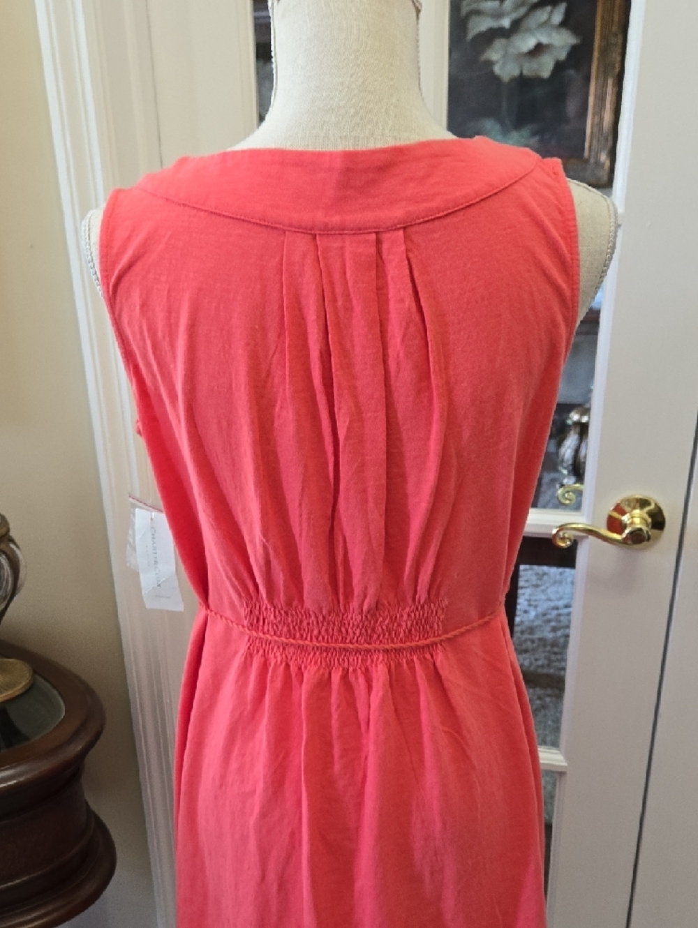 Charter Club Petite Coral Dress Sleeveless Embroidered Beads Tie Waist Cotton SP - Picture 6 of 11
